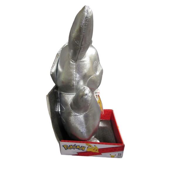 NEW Pikachu Plush Silver 8" GameStop Pokemon 25th Anniversary Chrome Nintendo - Picture 5 of 12